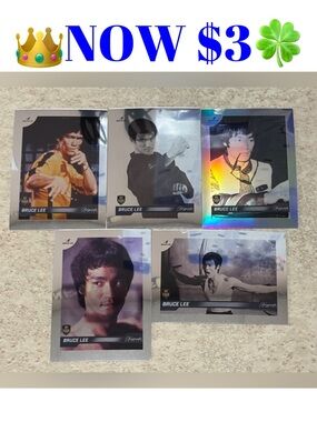 All 5 Bruce Lee Dragon 2024 Silver Chrome Refractor MMA Movie Cards BV $50
